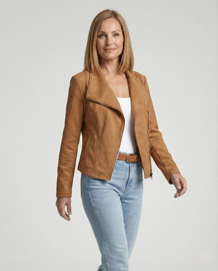 Faux Leather Asymmetric Biker Jacket