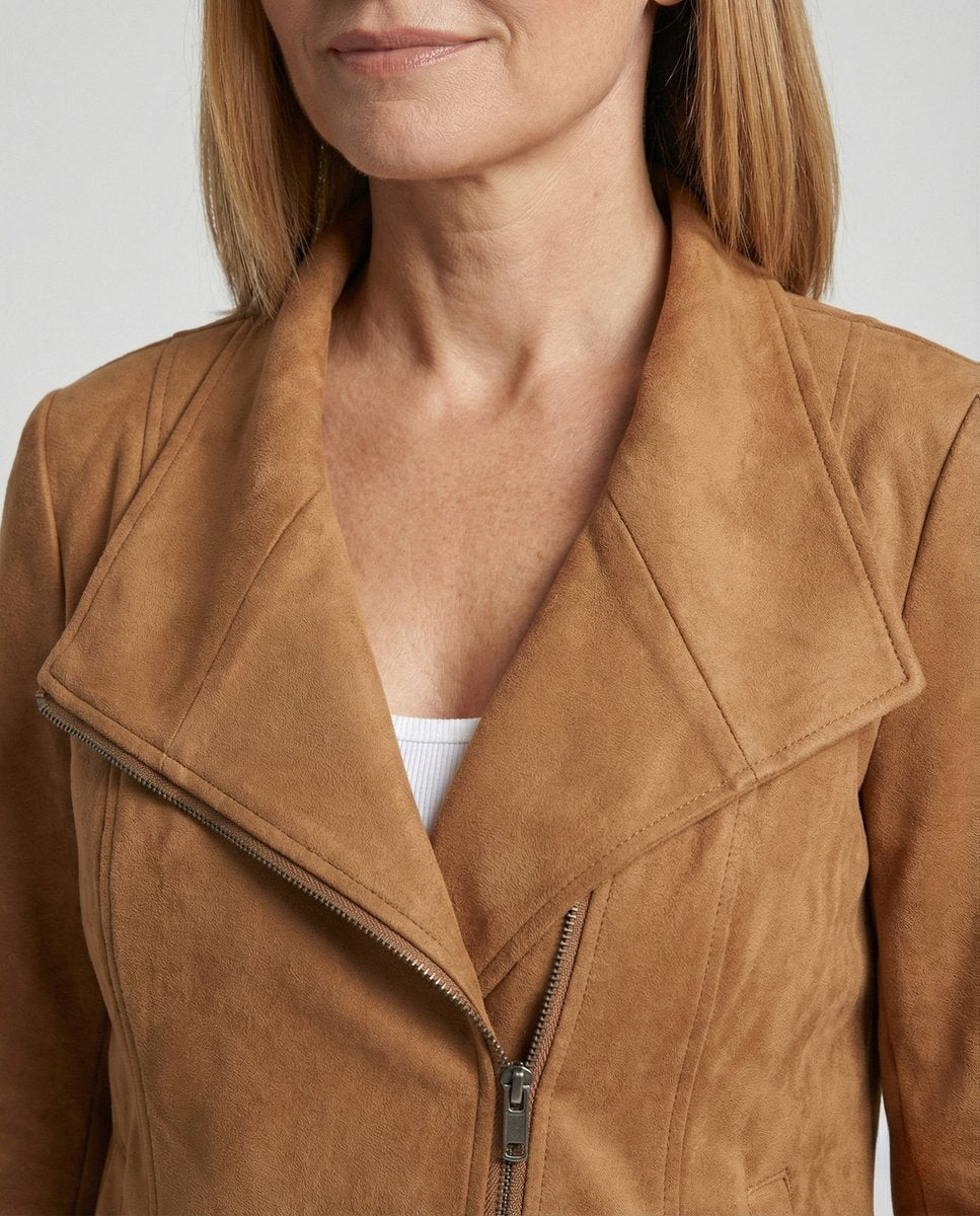 Faux Leather Asymmetric Biker Jacket
