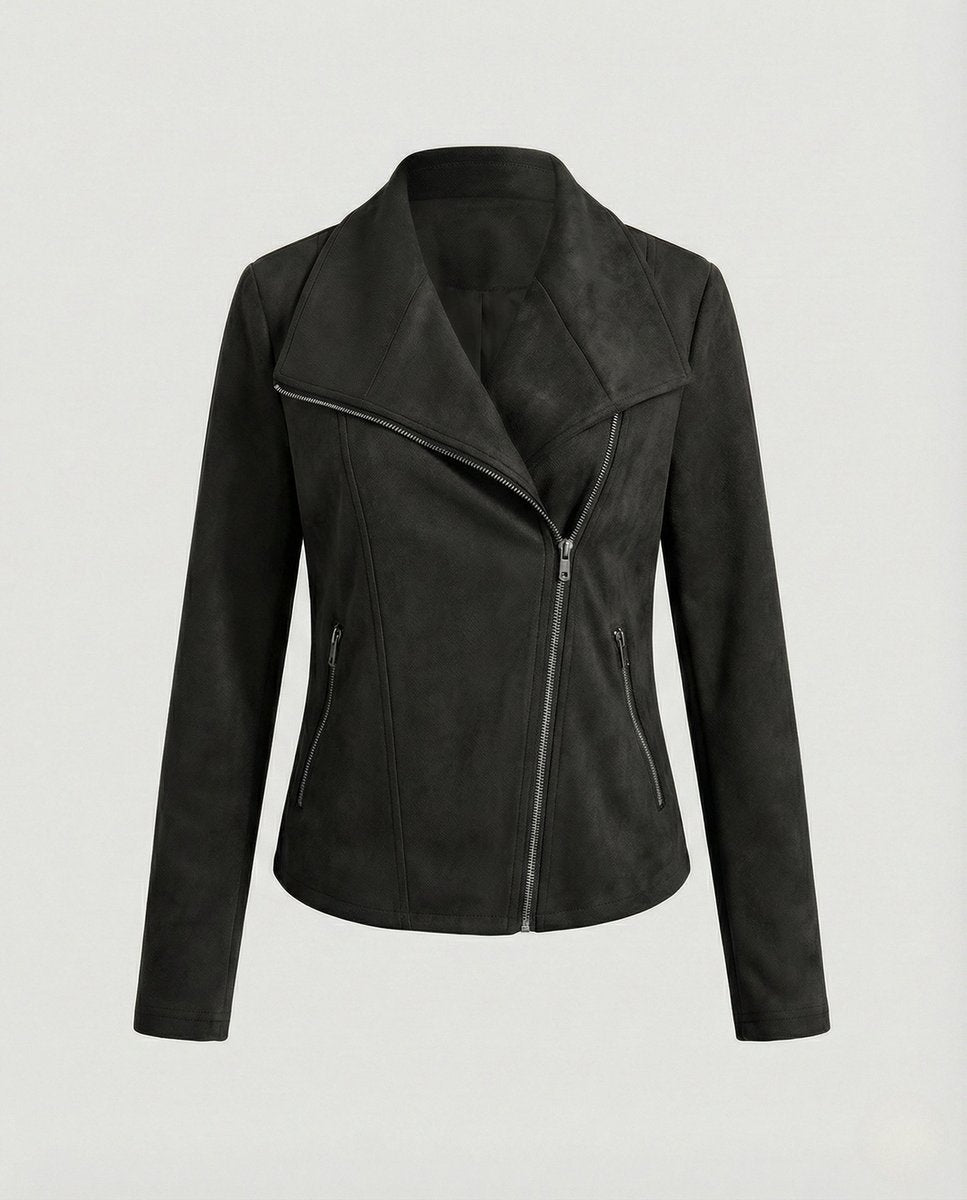 Faux Leather Asymmetric Biker Jacket