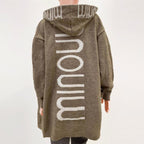 Knitted Hooded Open Patterned Cardigan