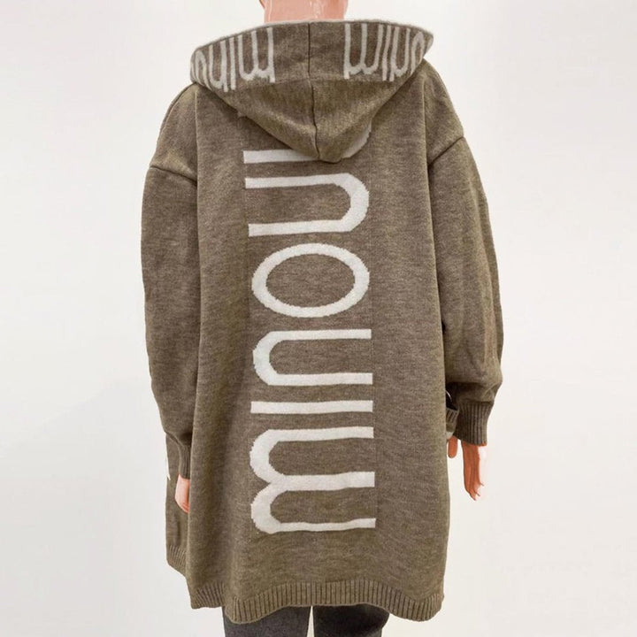 Knitted Hooded Open Patterned Cardigan
