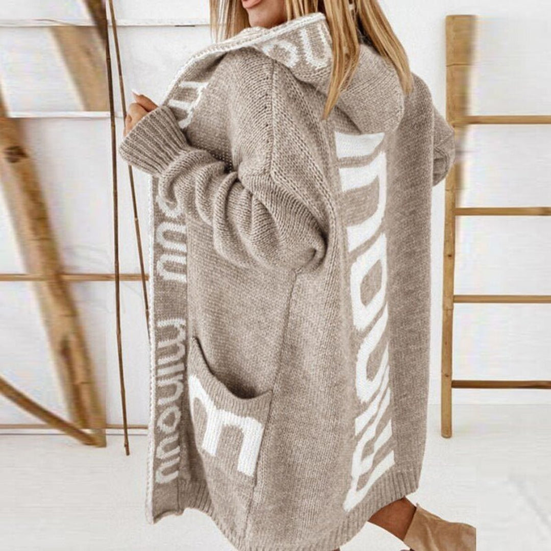 Knitted Hooded Open Patterned Cardigan