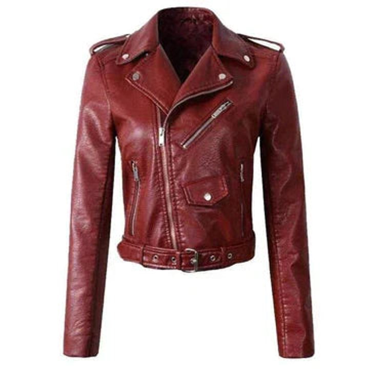 Cropped Faux Leather Biker Jacket