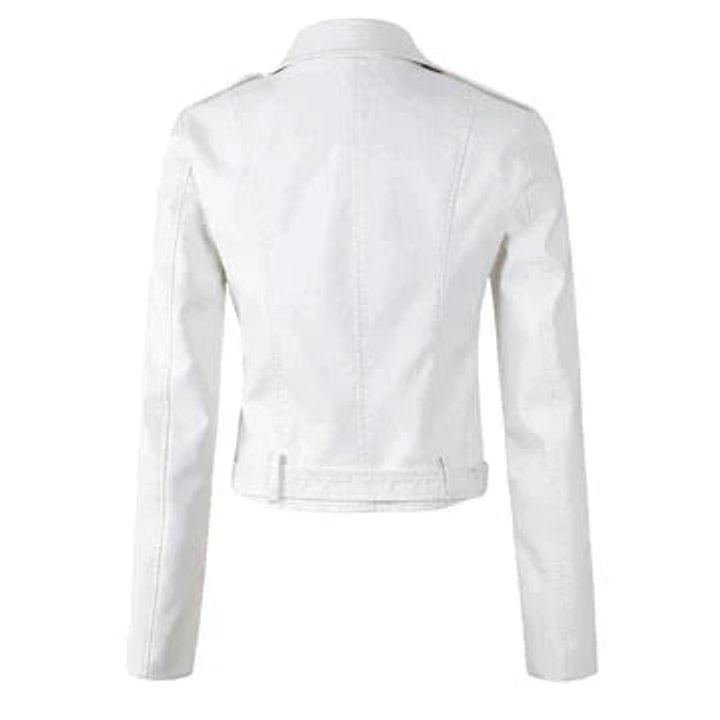 Cropped Faux Leather Biker Jacket