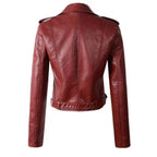 Cropped Faux Leather Biker Jacket