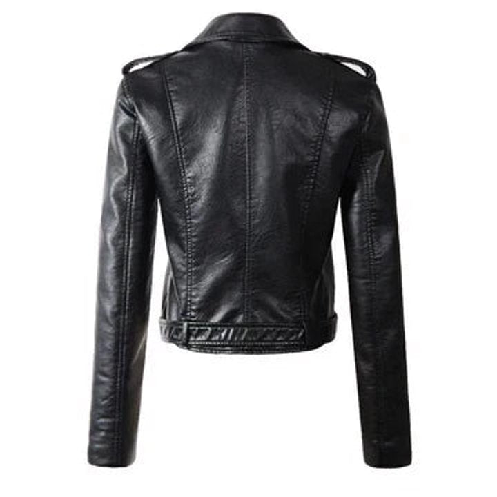 Cropped Faux Leather Biker Jacket