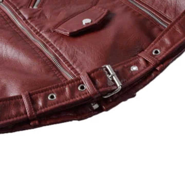 Cropped Faux Leather Biker Jacket