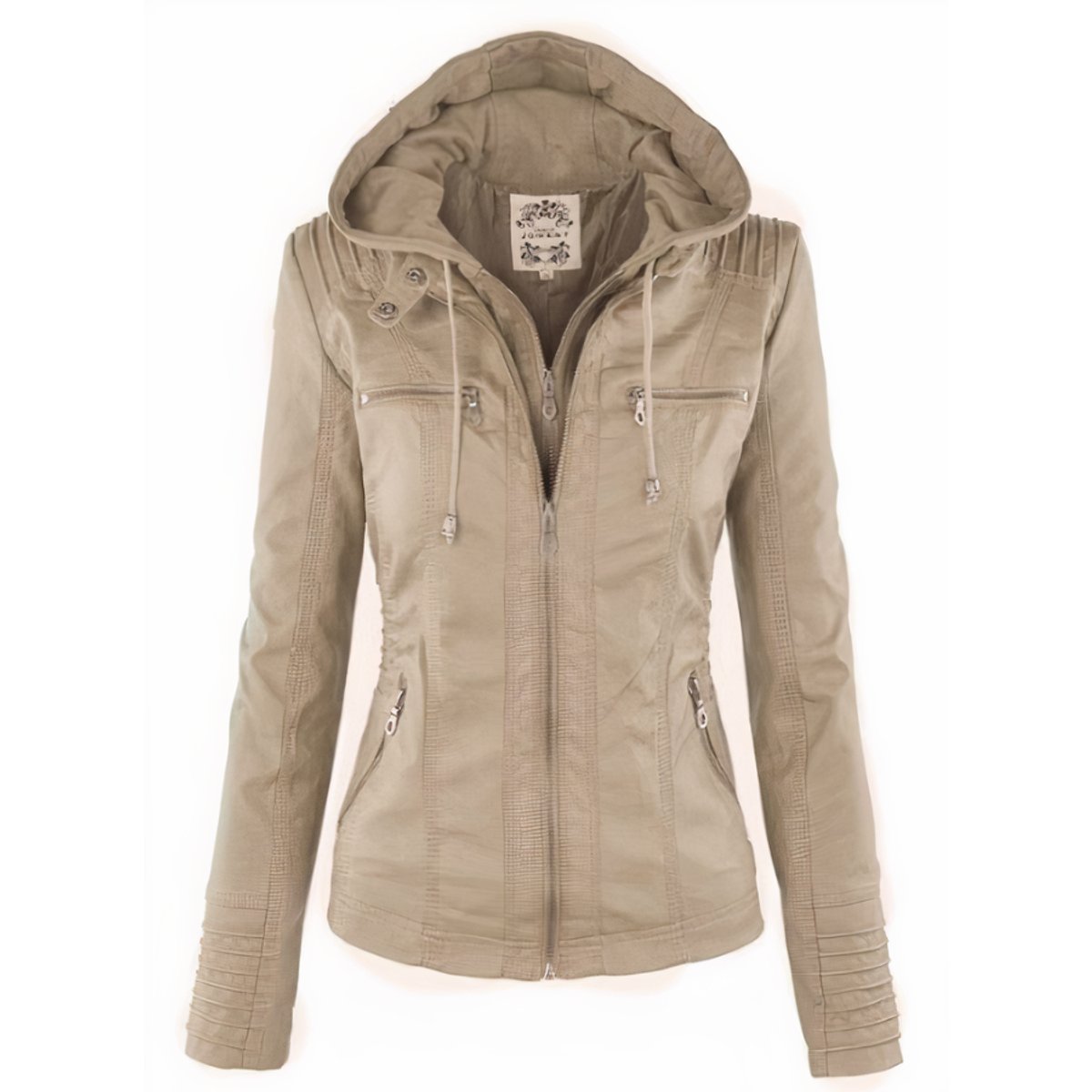 Faux Leather Hooded Biker Jacket