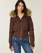 Cropped Hooded Puffer Winter Jacket