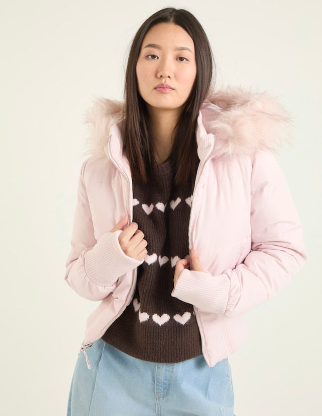 Cropped Hooded Puffer Winter Jacket