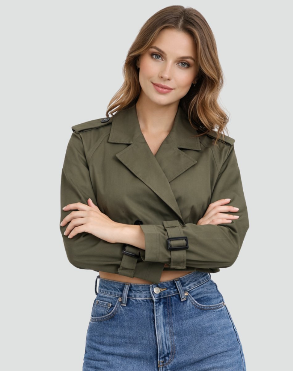 Short Belted Double-Breasted Trench Coat