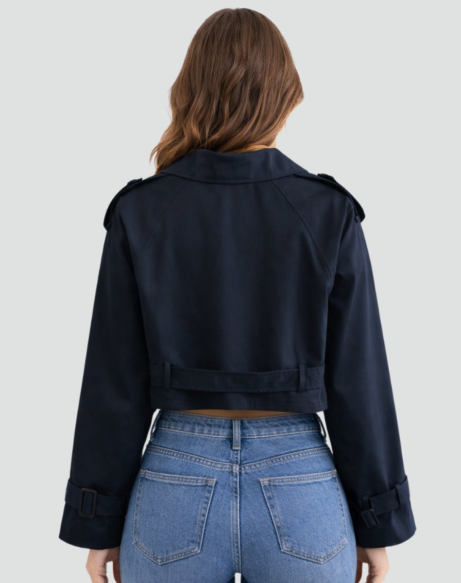 Short Belted Double-Breasted Trench Coat