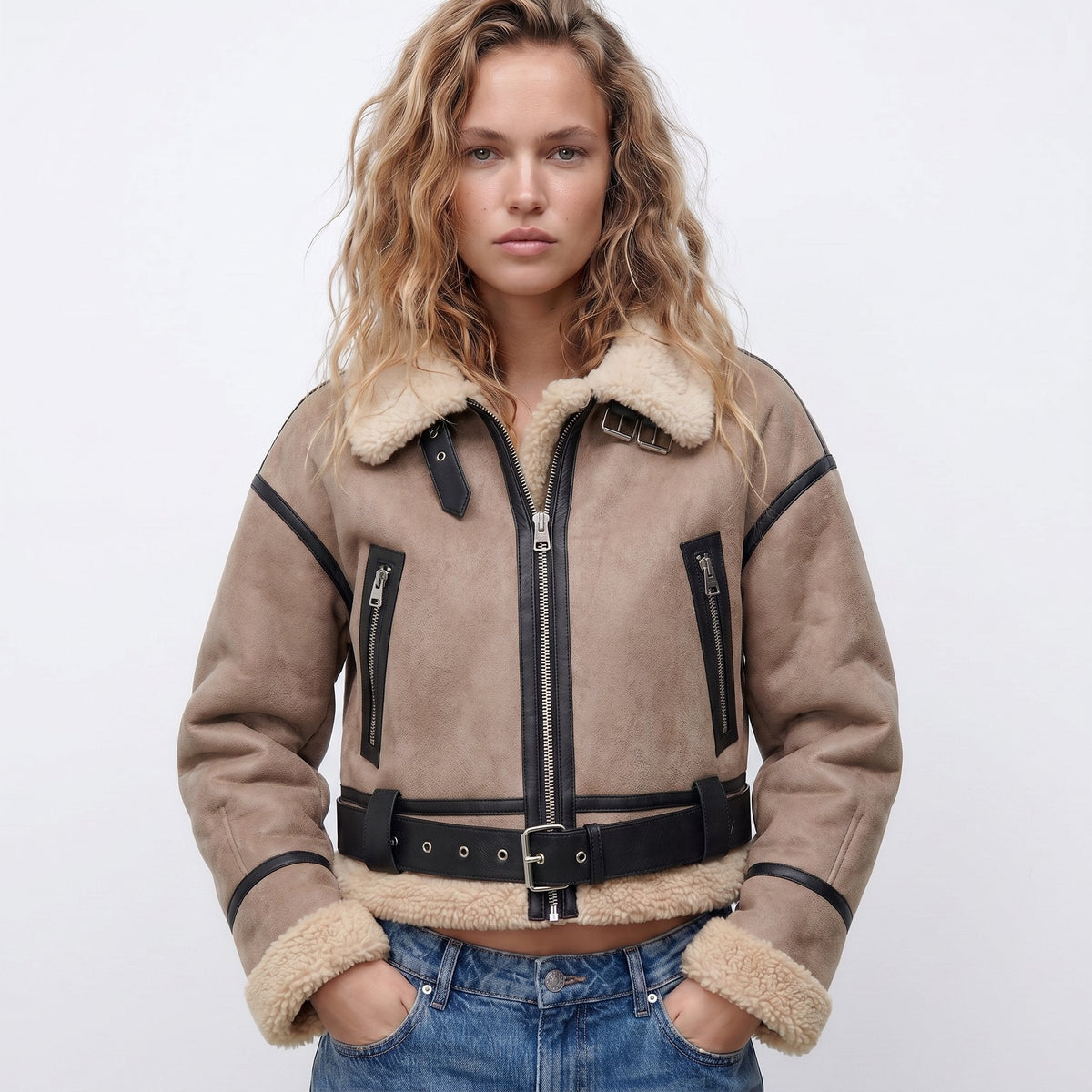 Reversible Shearling Luxury Bomber Jacket