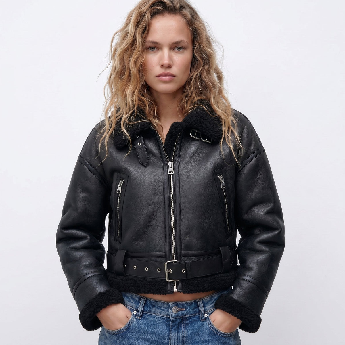 Reversible Shearling Luxury Bomber Jacket