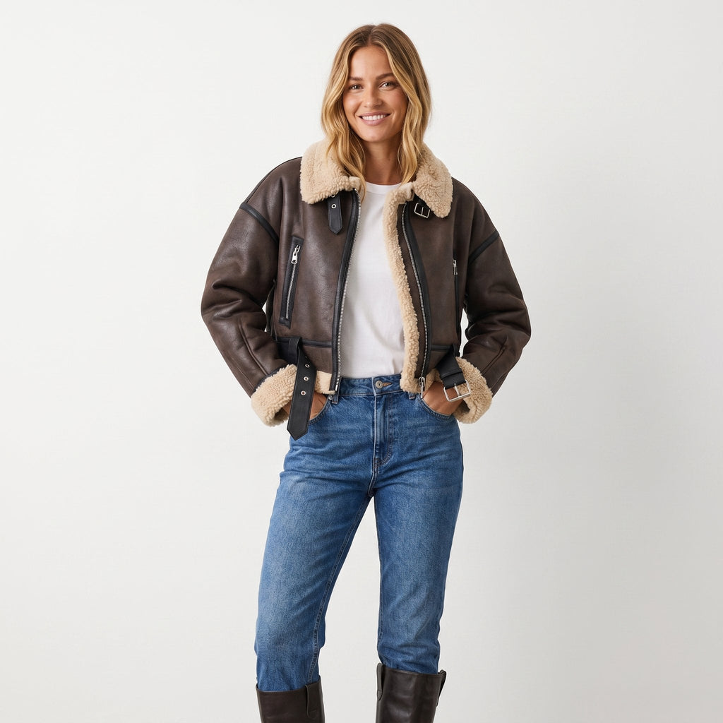 Reversible Shearling Luxury Bomber Jacket