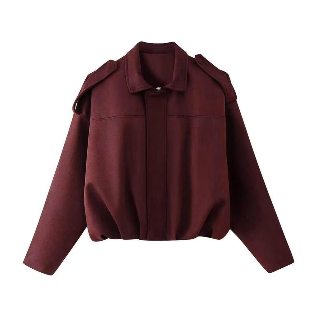 Oversized Cropped Faux Suede Bomber
