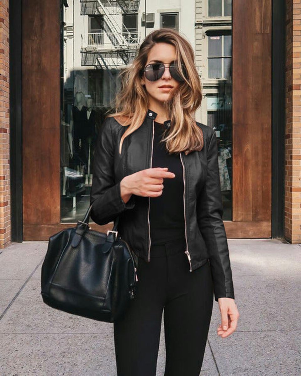 Slim-Fit Faux Leather Biker Jacket