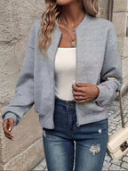 Lightweight Quilted Zip Bomber Jacket