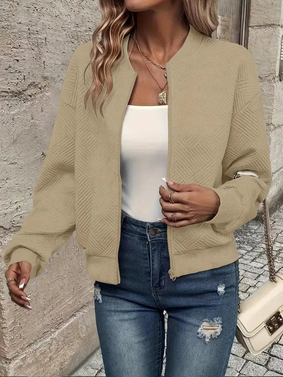 Lightweight Quilted Zip Bomber Jacket