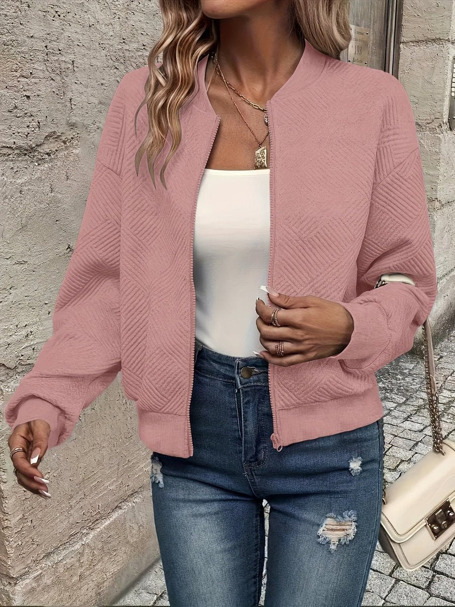 Lightweight Quilted Zip Bomber Jacket