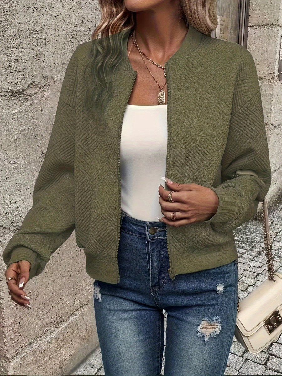 Lightweight Quilted Zip Bomber Jacket