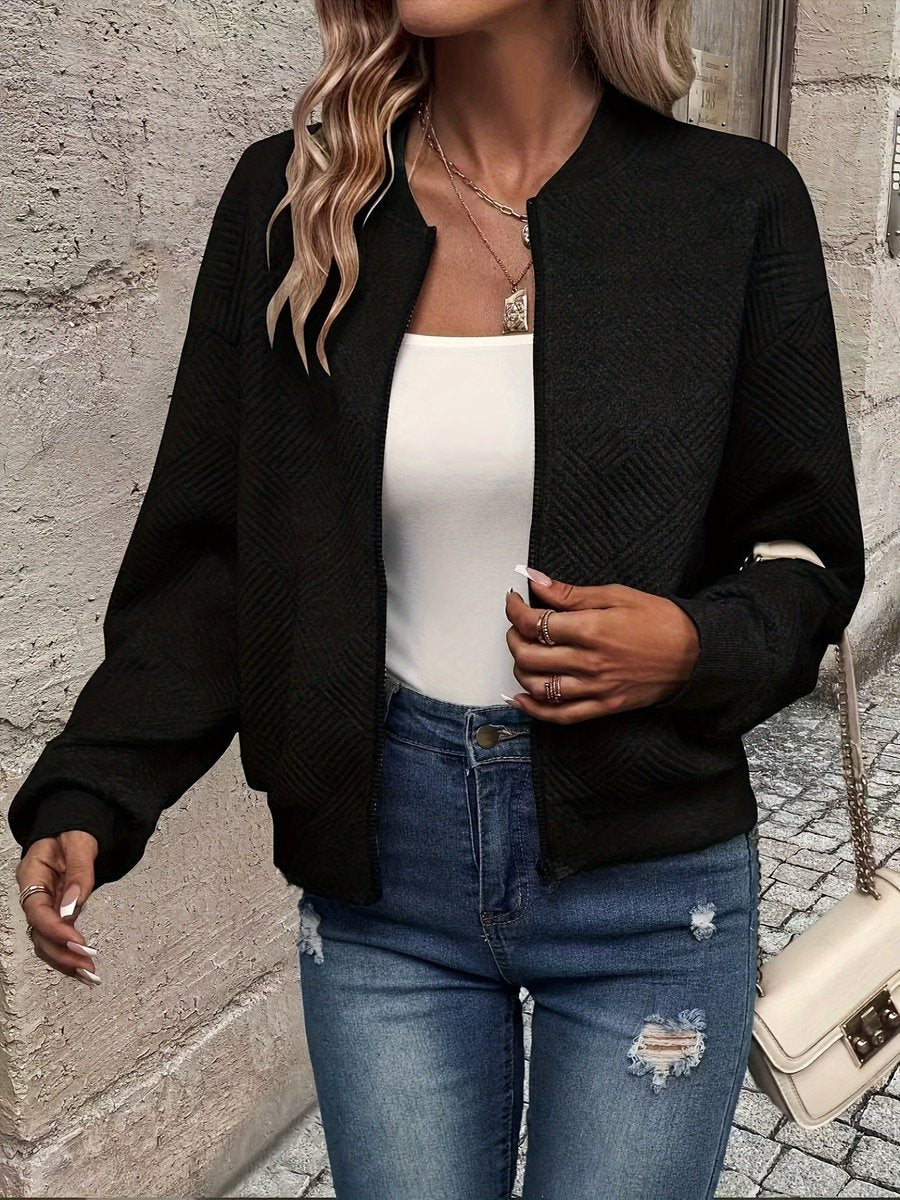 Lightweight Quilted Zip Bomber Jacket