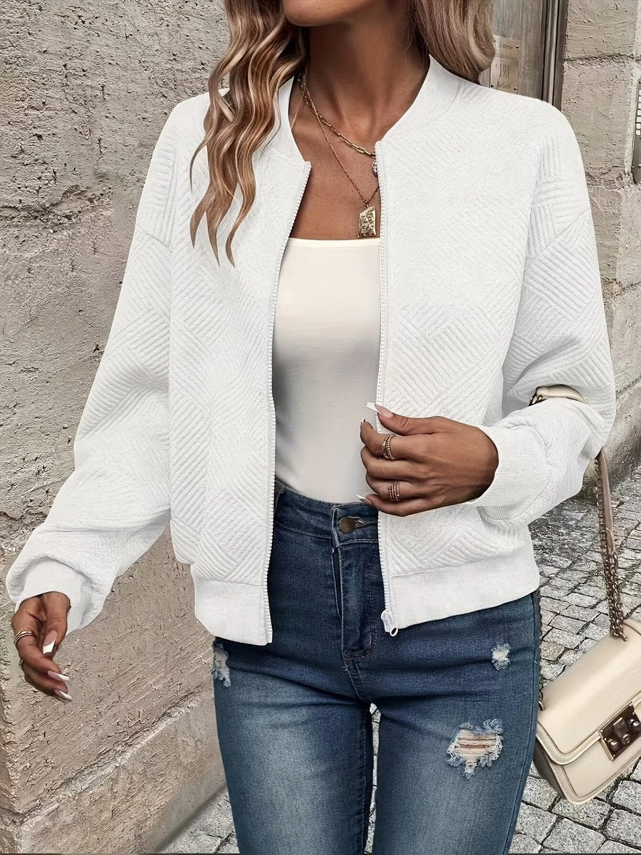 Lightweight Quilted Zip Bomber Jacket