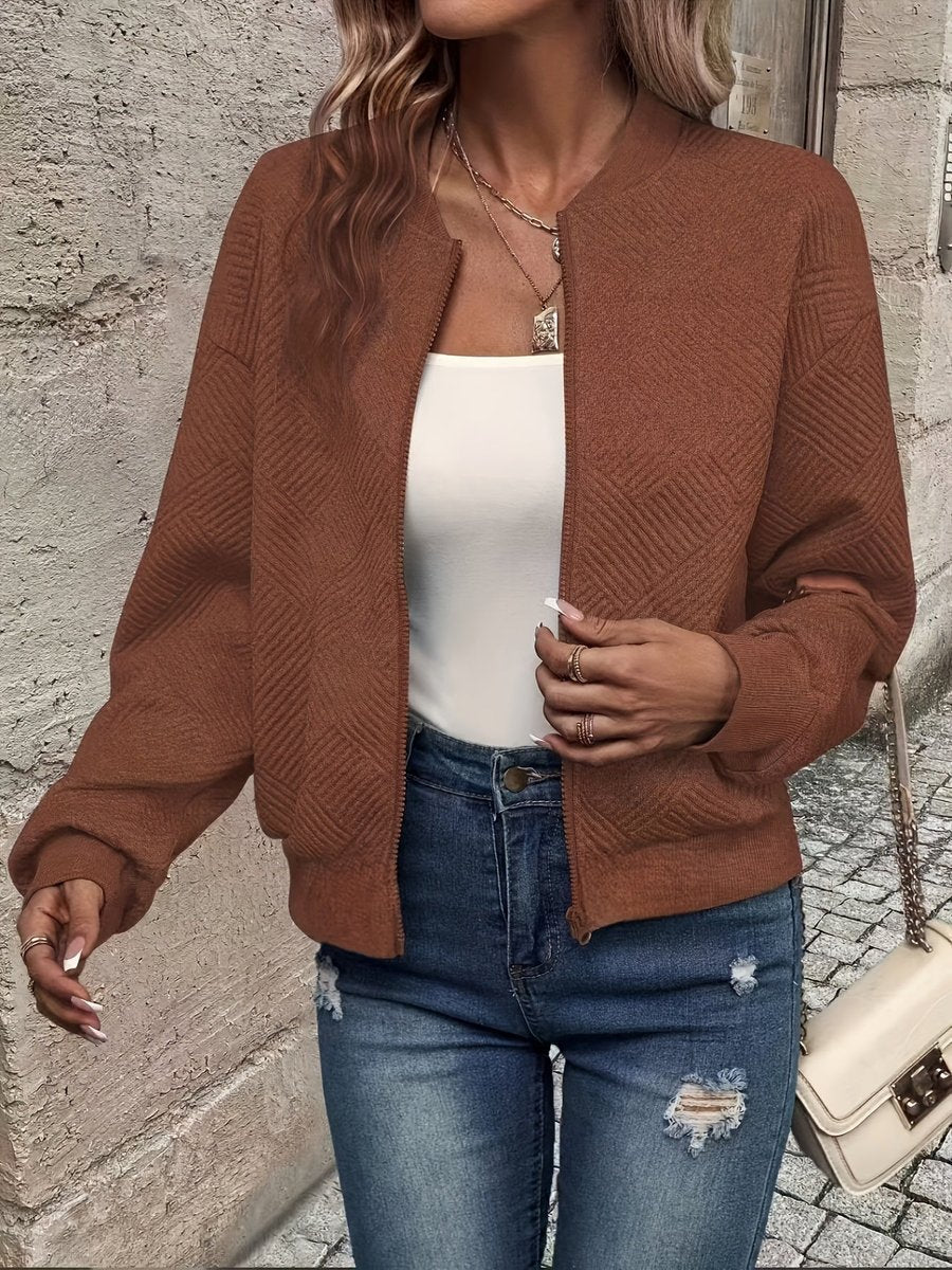 Lightweight Quilted Zip Bomber Jacket