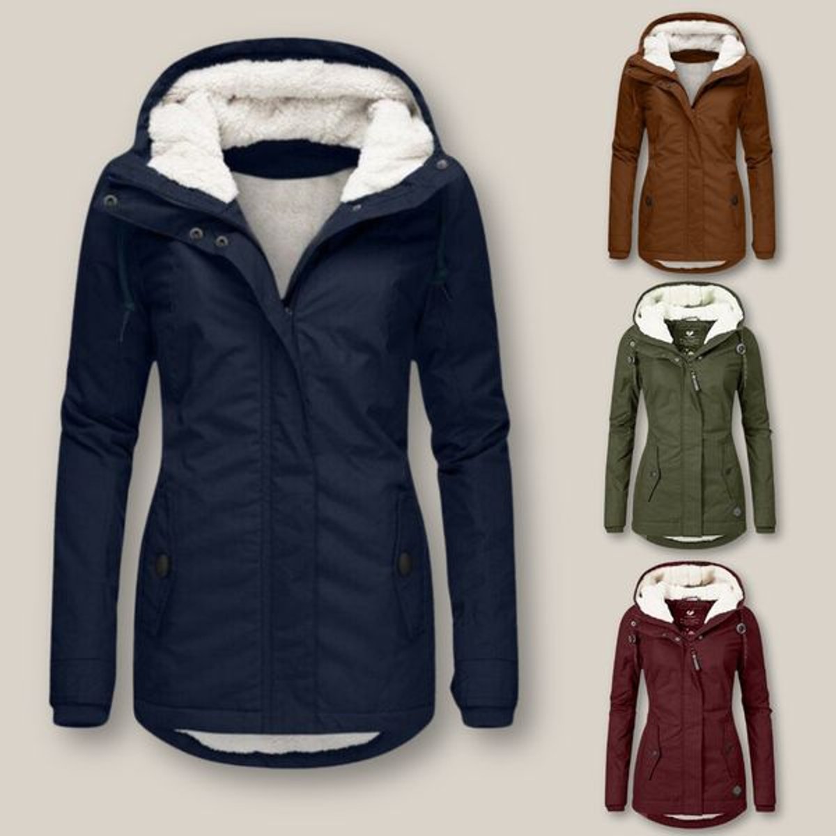Fleece Lined Hooded Quilted Jacket