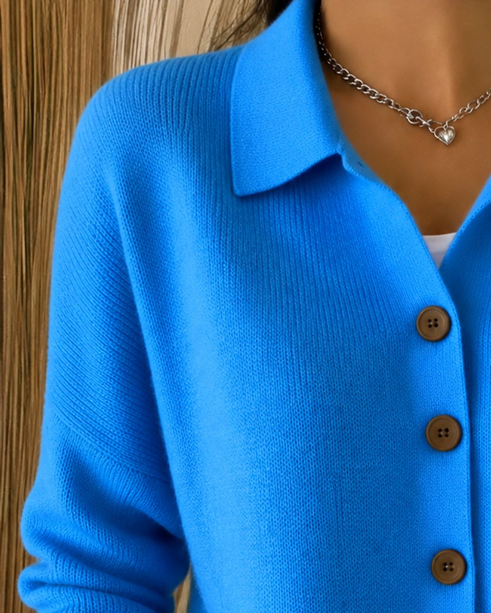 Relaxed Collared Buttoned Knitted Cardigan