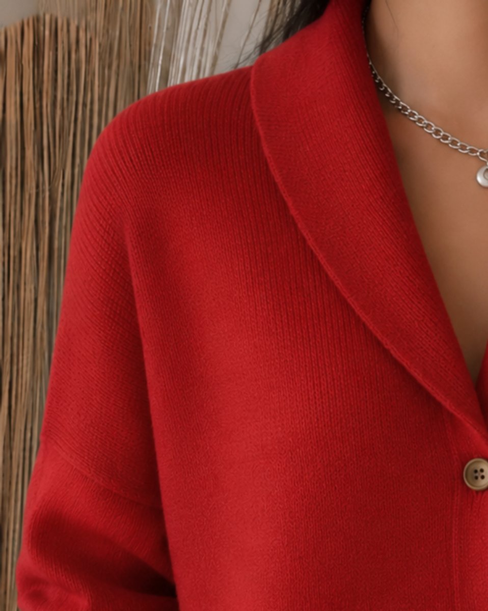 Relaxed Collared Buttoned Knitted Cardigan