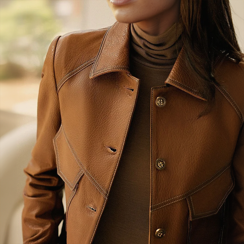 Sophisticated Soft Leather Pocket Jacket
