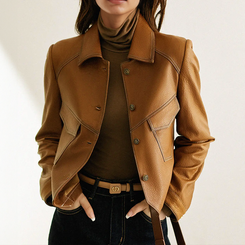 Sophisticated Soft Leather Pocket Jacket