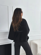 Women's Oversized Cotton Poncho with Turtle Neck