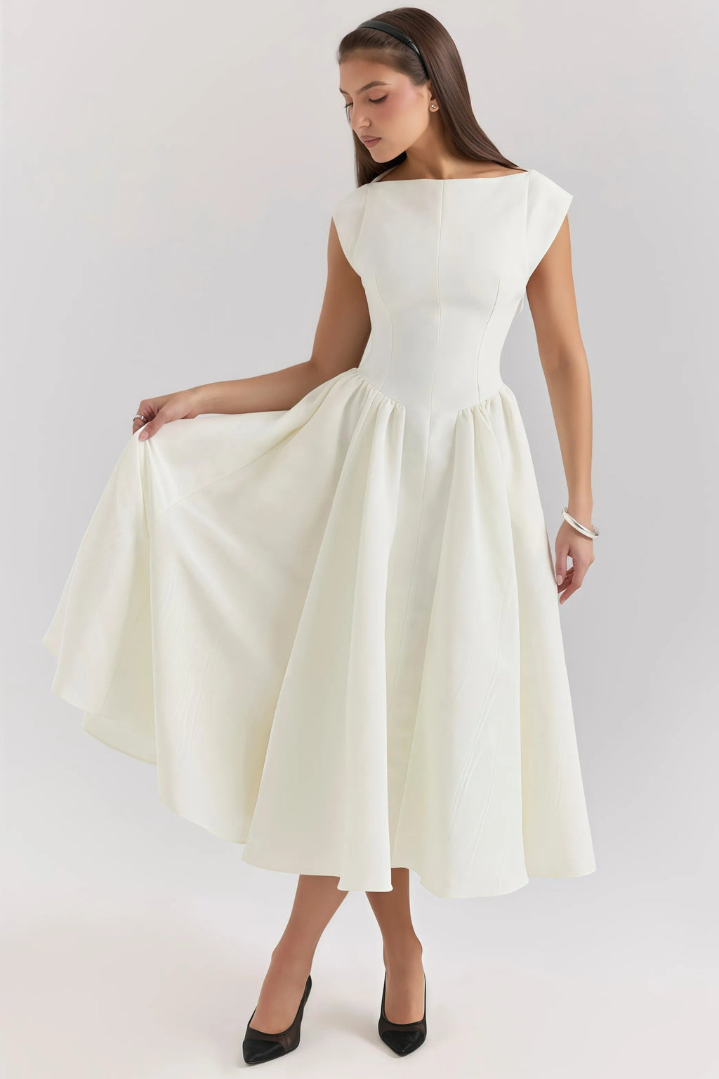 Women's Open-Back Couture Midi Dress