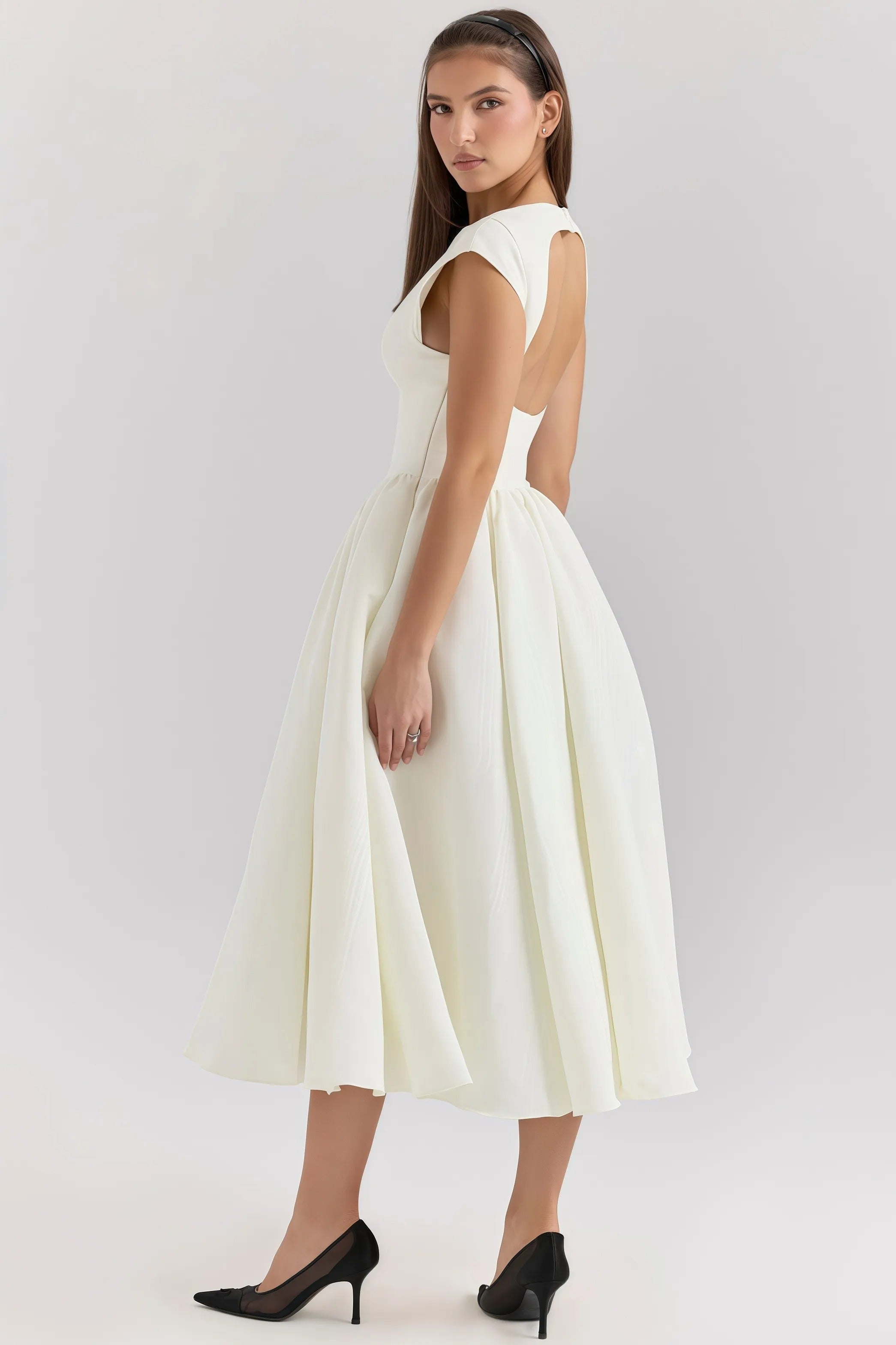 Women's Open-Back Couture Midi Dress – Fireflystyle
