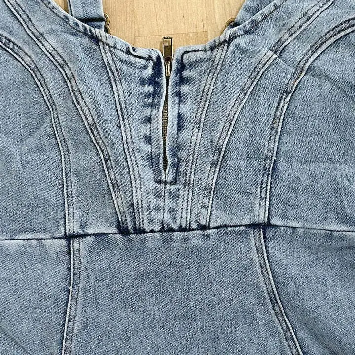 Women's Denim Pinafore Dress - Adjustable Straps