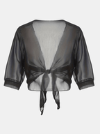 Lightweight Tie-Front Open Blouse
