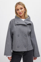 Short Double-Breasted Timeless Wool Coat