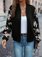 Trendy Floral Print Quilted Jacket