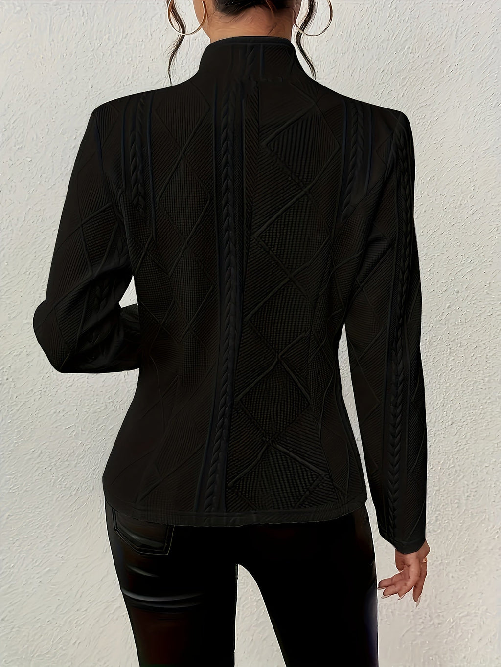 Elegant Long-Sleeve Draped Open Jacket