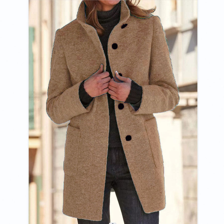 Retro Buttoned Stand Collar Windbreaker