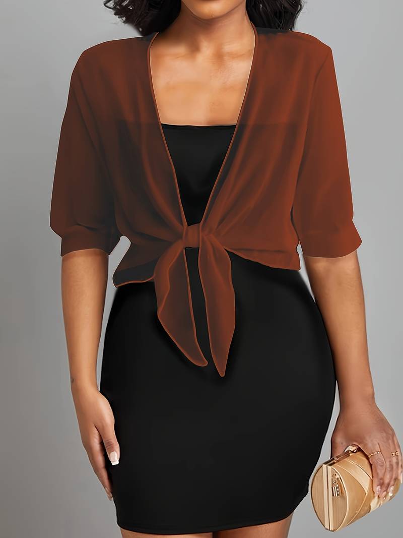 Lightweight Tie-Front Open Blouse
