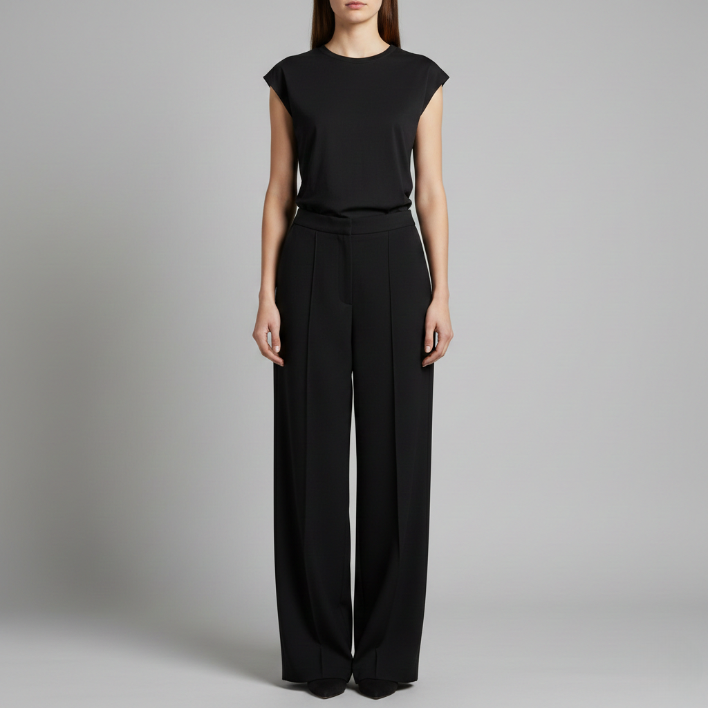 Wide Leg Pants with Front Seam