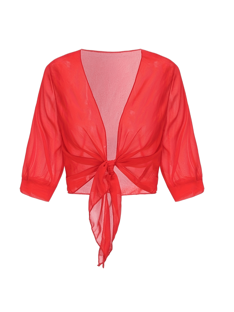 Lightweight Tie-Front Open Blouse