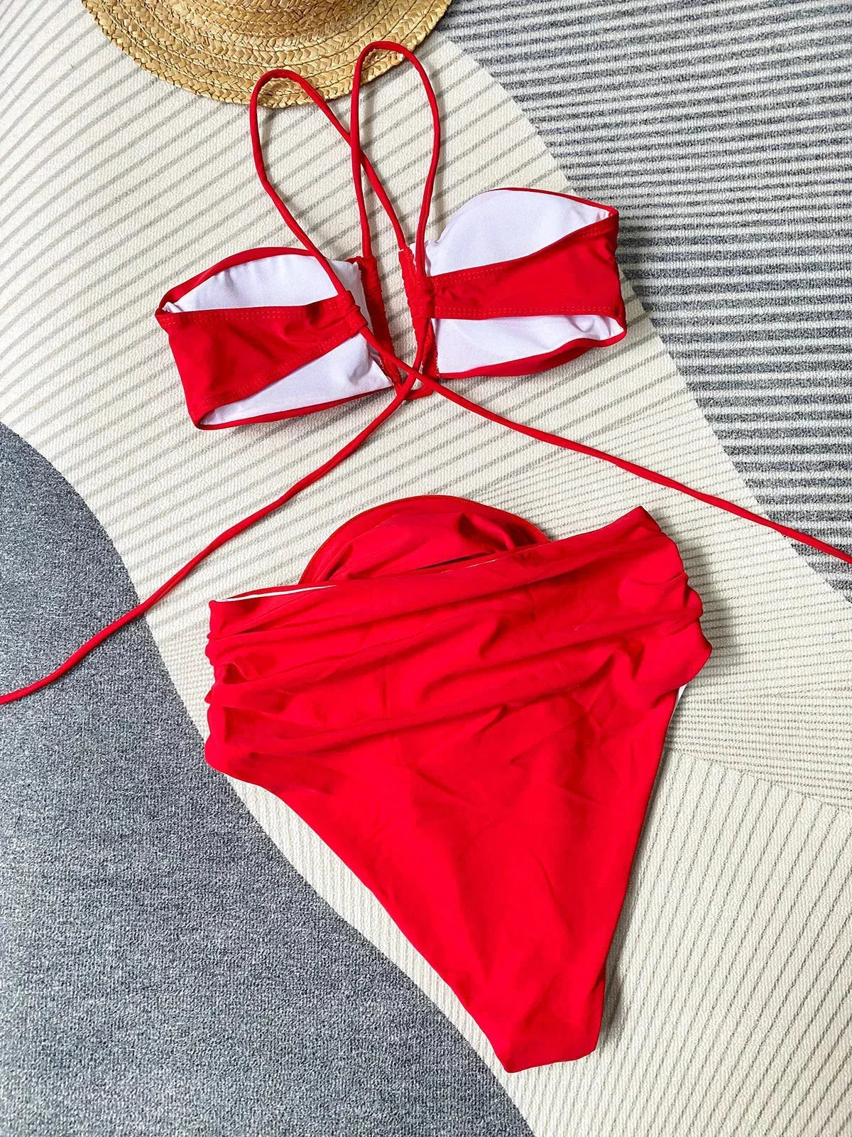 Women's Bikini with Floral Details and Strappy Design