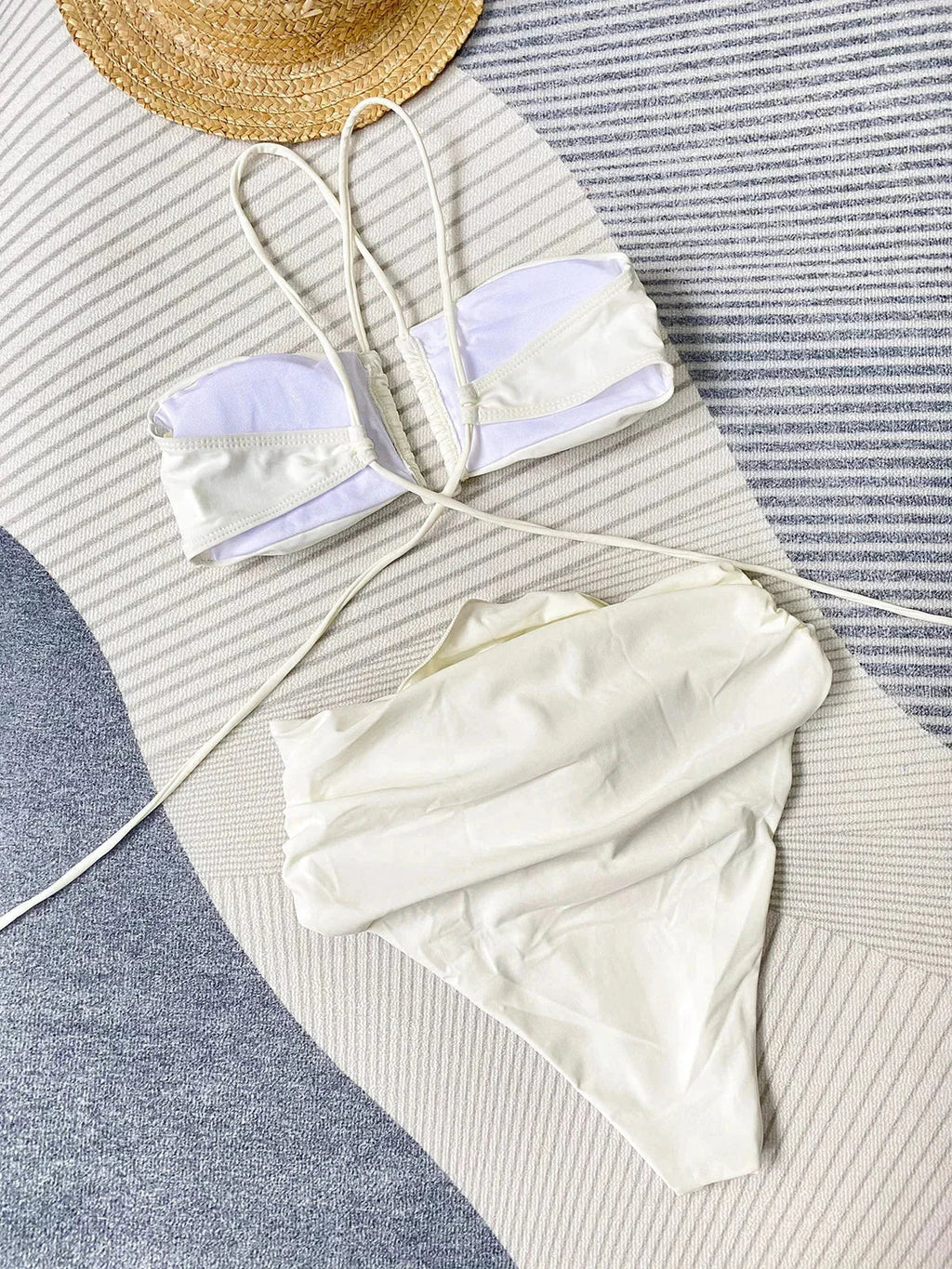 Women's Bikini with Floral Details and Strappy Design