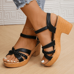 Women's Leather Sandals with Adjustable Straps