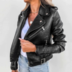 Luxury Leather High Collar Jacket