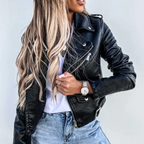 Luxury Leather High Collar Jacket